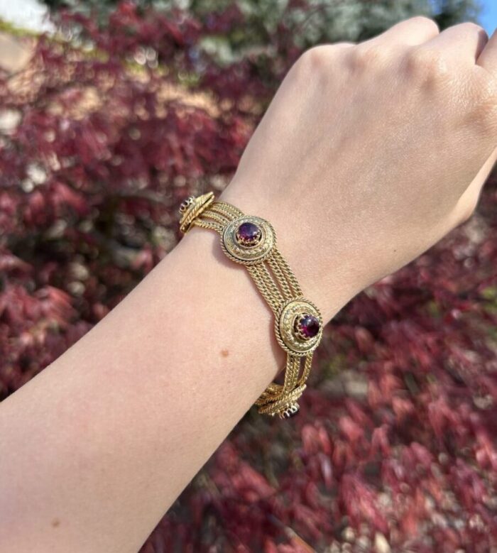 Bratara vintage din aur de 18k si ametist natural