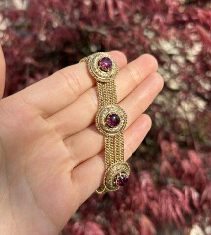 Bratara vintage din aur de 18k si ametist natural