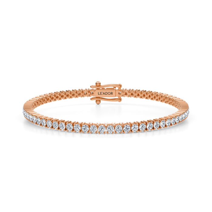 Bratara tennis cu diamante din aur roz