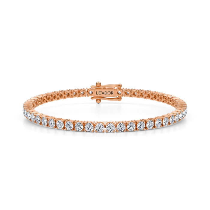 Bratara tennis cu diamante din aur roz