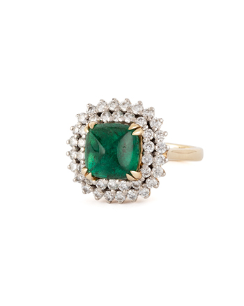 Inel din aur de 14k cu smarald de 2,7ct "Sugar loaf cut" si diamante naturale