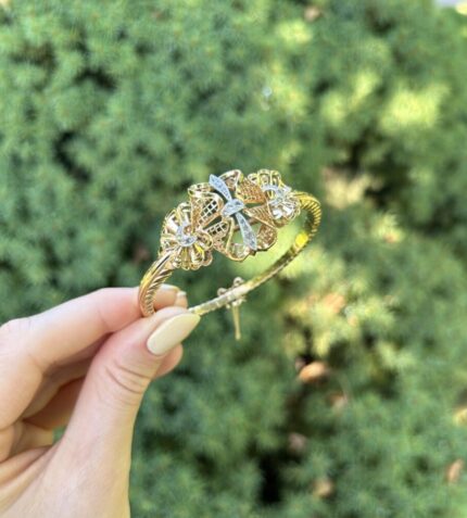 Bratara vintage din aur de 18k si platina cu diamante