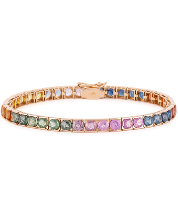Bratara tennis din aur de 18k cu safire naturale multicolore de 14ct, bratara aur dama, bratara cu safire, bratari tennis
