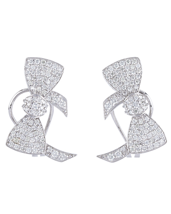 Cercei aur fundite din aur alb de 18k cu diamante naturale, cercei aur dama