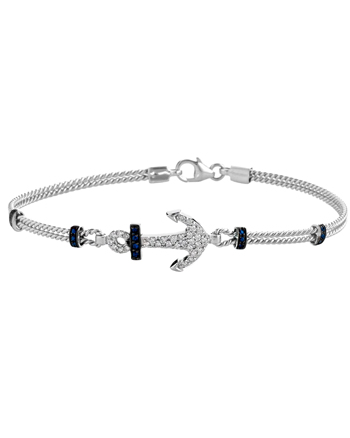 Bratara pentru barbati din aur alb de 18k cu diamante si safire, bratara aur alb, bratara diamante, bratara cu safire