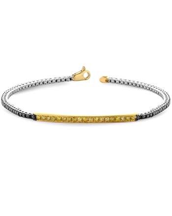 Bratara tennis barbati din aur 18k cu diamante black si fancy yellow, modele bratari aur barbati