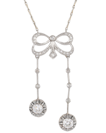Colier autentic Art Deco din platina cu diamante naturale, colier vintage , colier din aur dama, colier aur alb