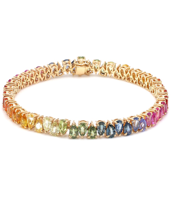 Bratara din aur de 18k cu safire multicolore, bratara aur dama, bratara cu pietre, modele bratari perosnalizate