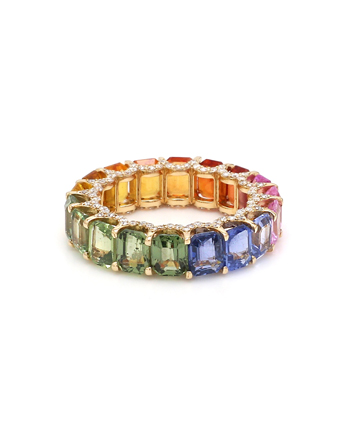 Inel Eternity din aur de 18k cu diamante si safire naturale, inele din aur, inel aur dama