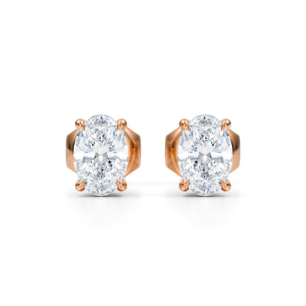 Cercei stud din aur cu diamante naturale taietura oval de 1 carat in total, 0.50ct fiecare