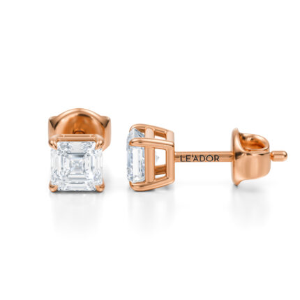 Cercei stud cu diamante naturale "Asscher cut" de 1 carat in total