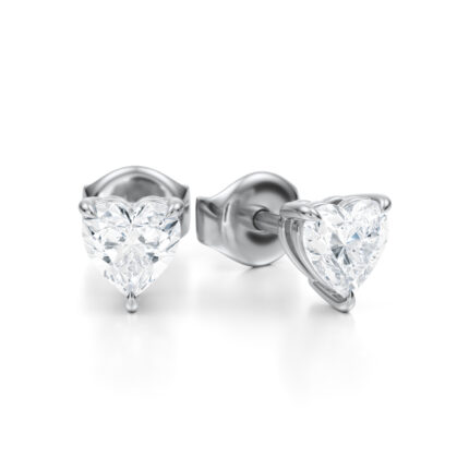 Certei stud cu diamante taietura inima-heart cut de 1 carat