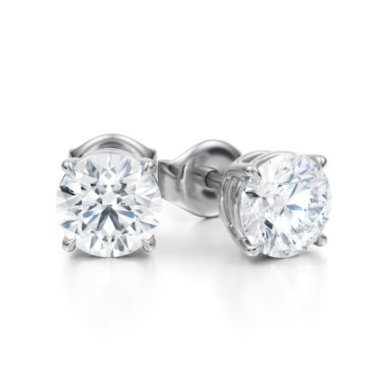 Cercei stud cu diamante naturale „Round Cut-Rotund” de 2 carate