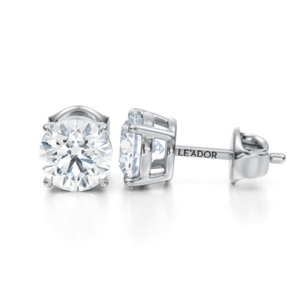 Cercei stud cu diamante naturale „Round Cut-Rotund” de 2 carate