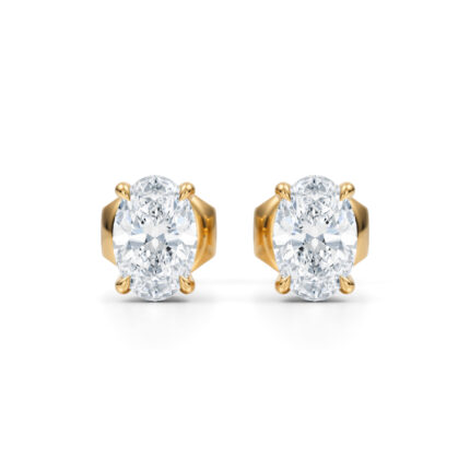 Cercei stud din aur cu diamante naturale taietura oval de 1 carat in total, 0.50ct fiecare