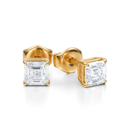 Cercei stud cu diamante naturale "Asscher cut" de 1 carat in total