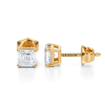 Cercei stud cu diamante naturale "Asscher cut" de 1 carat in total