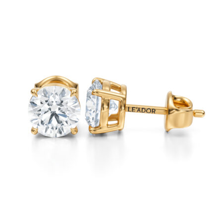Cercei stud cu diamante naturale „Round Cut-Rotund” de 2 carate