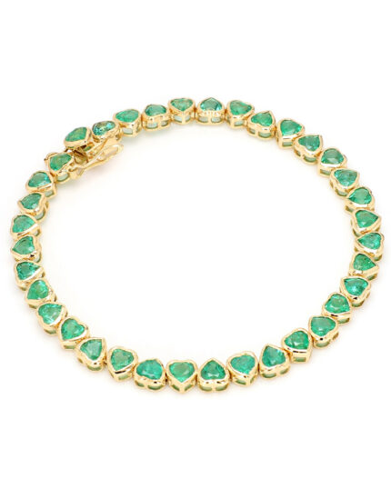 Bratara cu smaralde naturale "Heart Cut" montate in aur de 18k