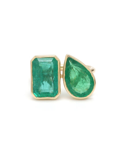 Inel cu smaralde mari naturale de 6ct montate in aur de 18k